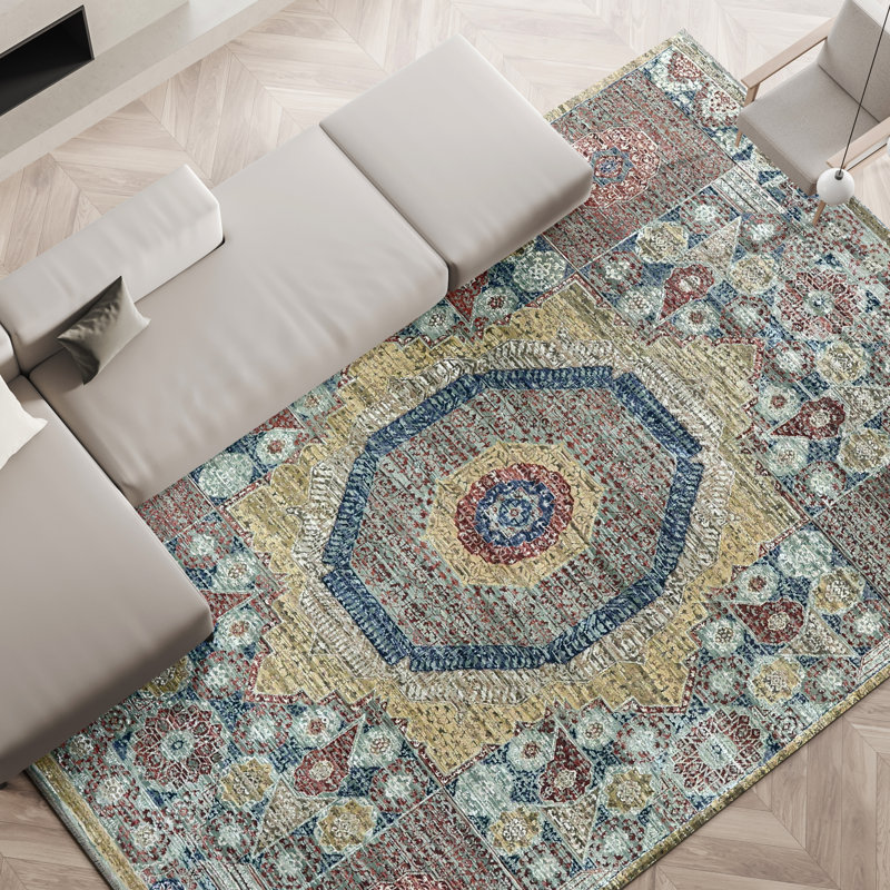 Tapis rectangulaire noué à la main, Rectangle de 5 pi x 8 pi