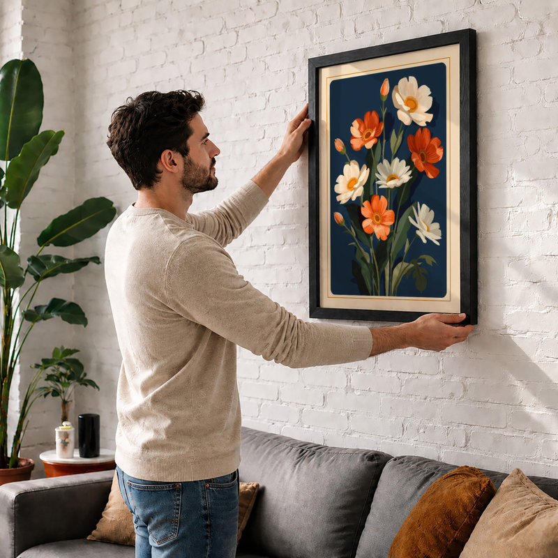 Flowering Stems Study Botanical - Framed Print, Black, A3 - 42.0 x 29.7 cm