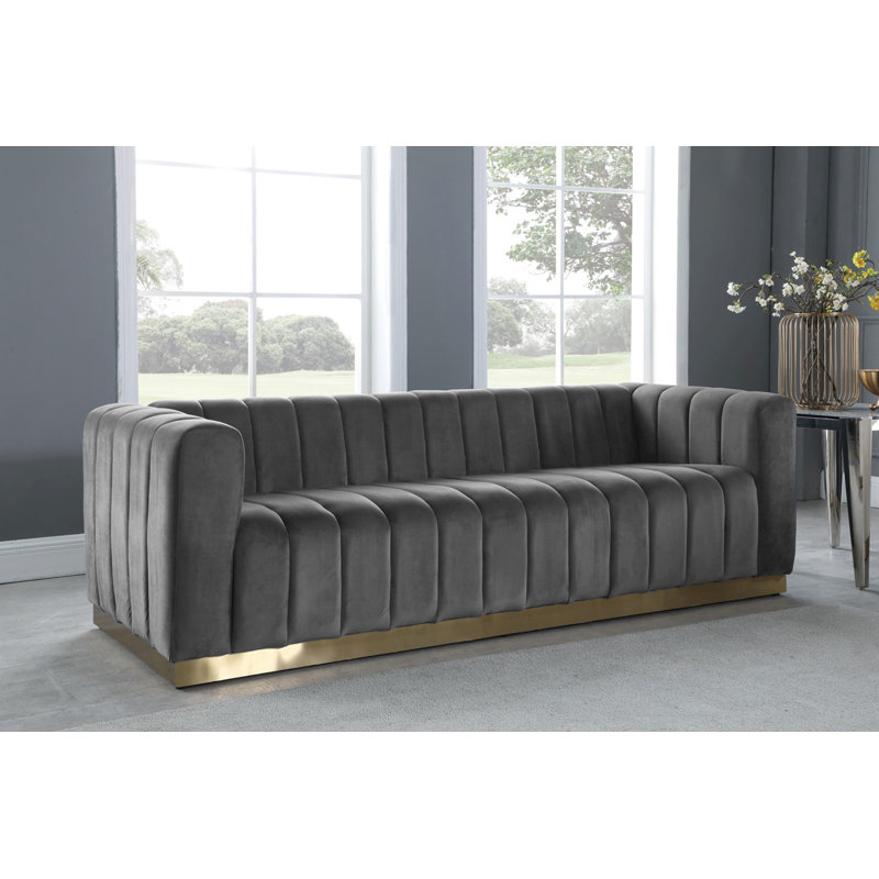 Canapé à accoudoirs tuxedo 86,5 po Tyneside, Velours gris