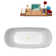 59" Streamline Freestanding Soaking Acrylic Bathtub With Drain and Bamboo Tray