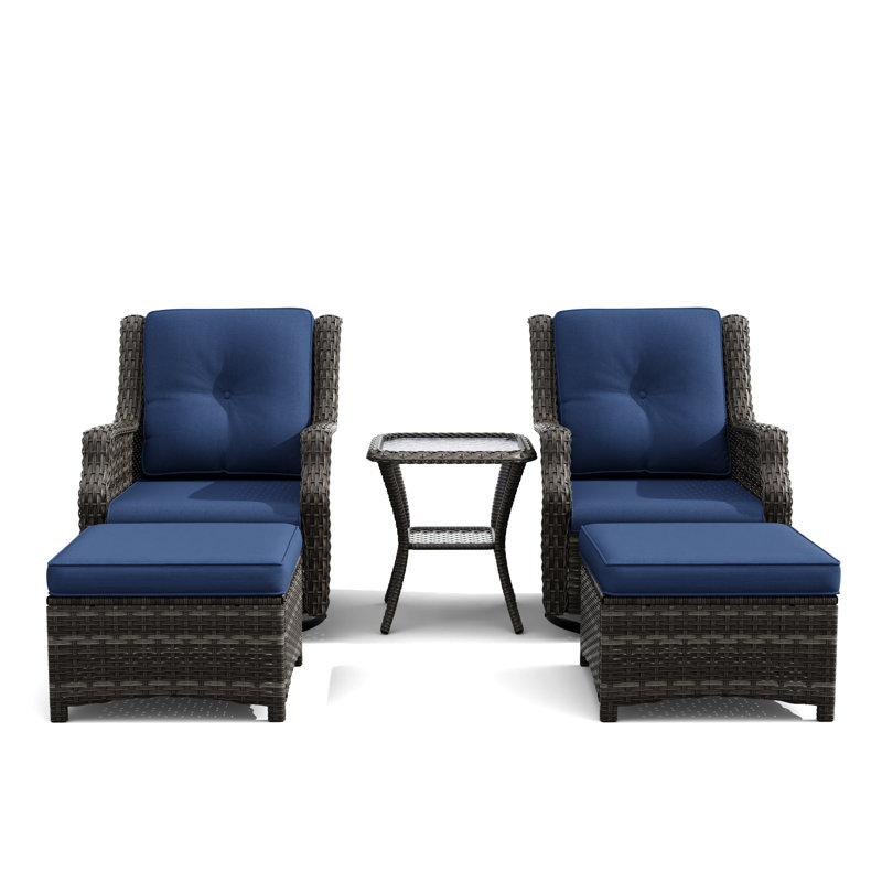Bielasz 5-Piece Outdoor Conversation Seating Group with Cushions, Blue