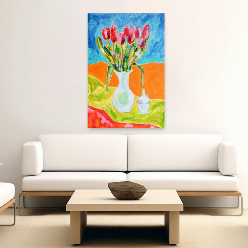 Art contemporain, tulipe contemporaine audacieuse, art printanier, H 60 po x l 40 po