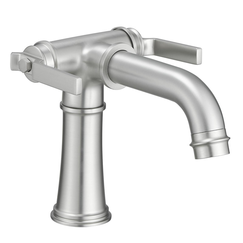 Double Handle Industrial Style Bathroom Faucet, Brushed Nickel