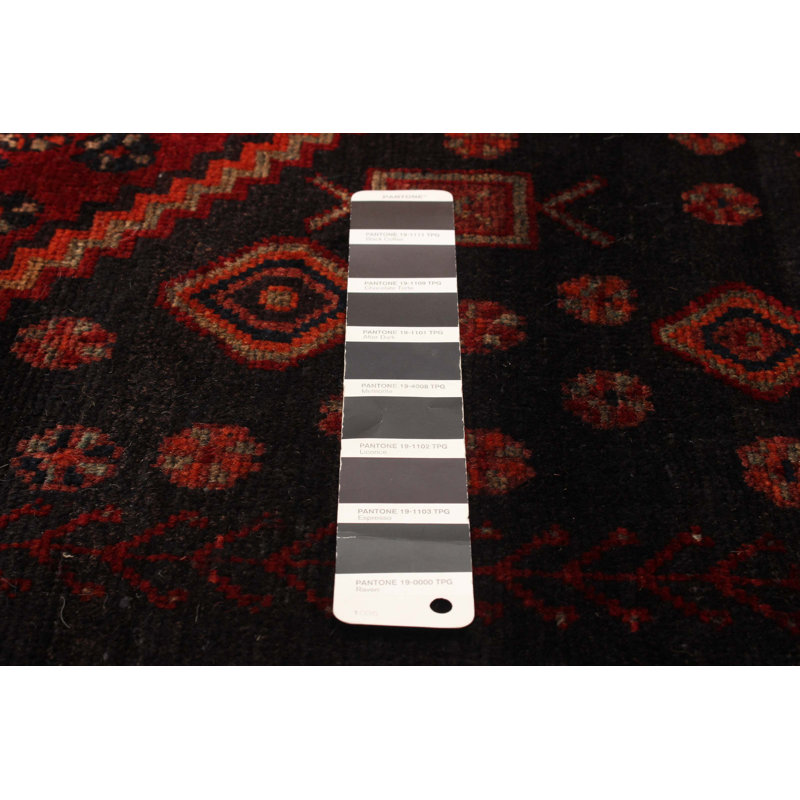 Tapis noir Anatolian unique fait à la main 4 pi 5 po x 10 pi 0 po Konya