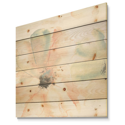 «Pink Shabby Floral I», impression d'élégance sur bois de pin naturel
