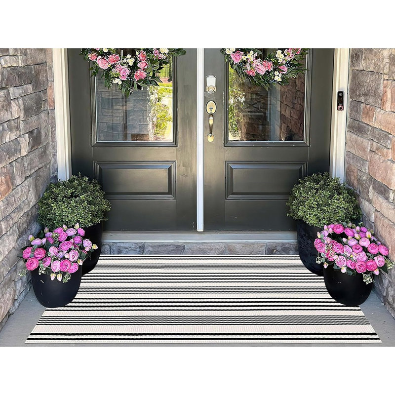 Tapis de porche Farmhouse, tapis de porte tissé à la main et lavable à la machine