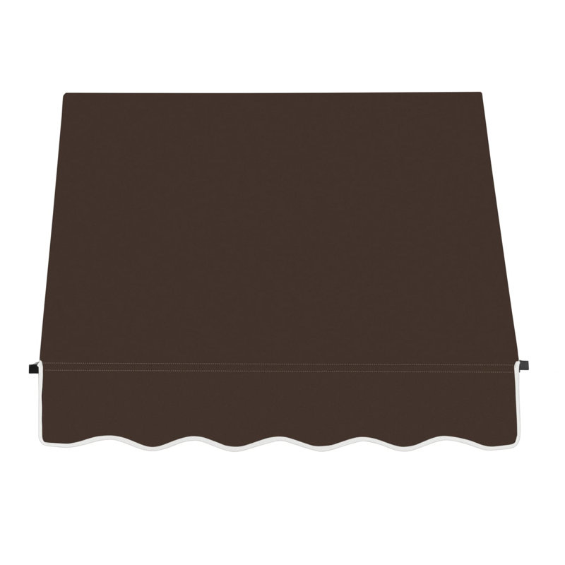 Awntech Santa Fe Acrylic Fabric Fixed Awning with Iron Rope Arms, 44" H x 40.5" W x 24" D, Brown