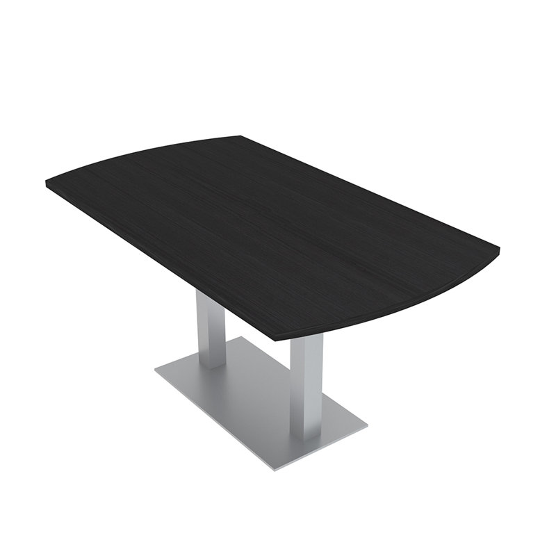 Table de conférence Pavert Arc, Noir mat, Eucalyptus naturel, H 30 po x l 240 po x P 48 po