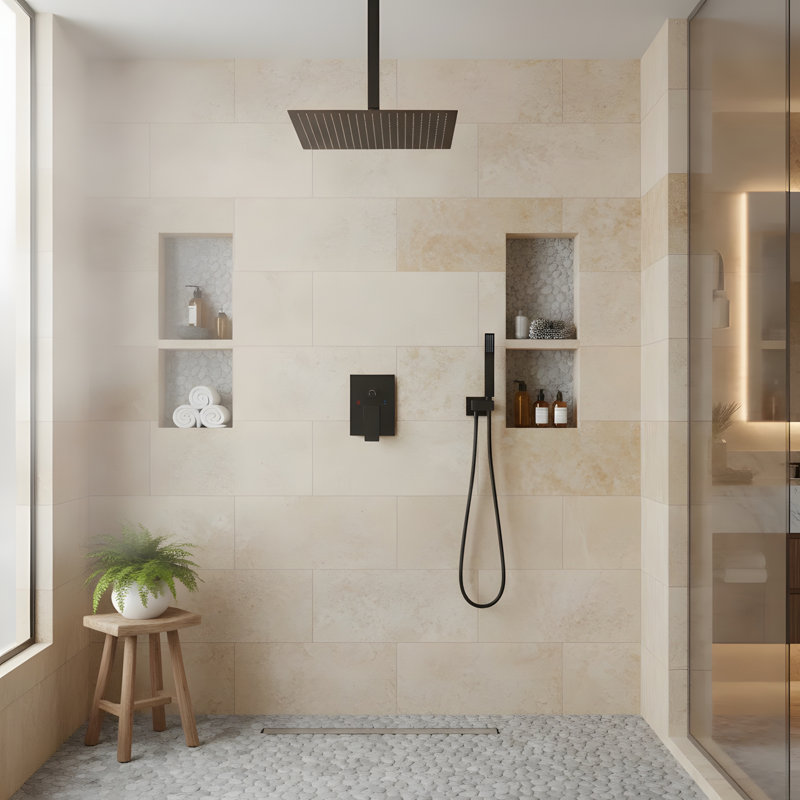 16 Inch Ceiling-Mounted Square Shower System and Handheld Showerhead Set, Oil-Rubbed Bronze