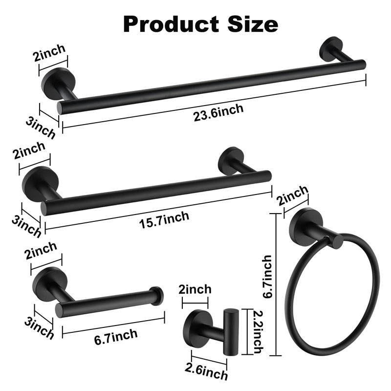 10 - Piece Bathroom Hardware Set, Matte Black