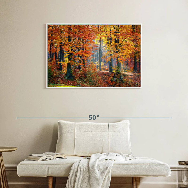Arbres d'automne, Cadre flottant blanc, 37 po x 25 po