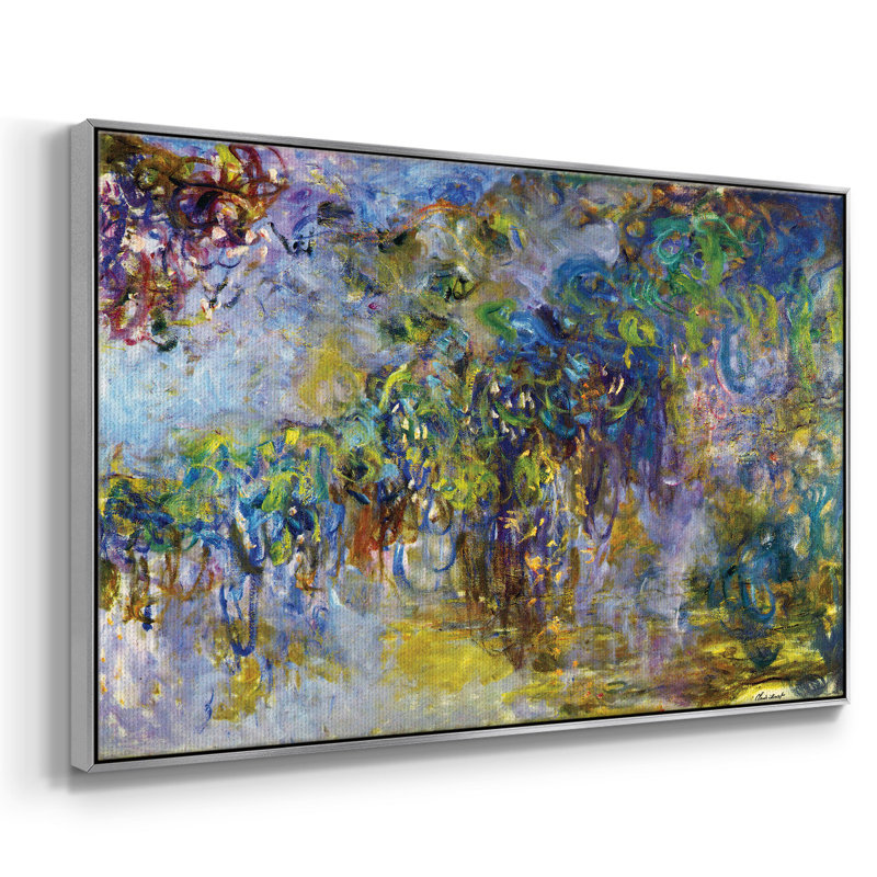 «Wisteria [2]», reproduction encadrée sur toile par Claude Monet, H 17 po x l 25 po x P 2 po, Argent
