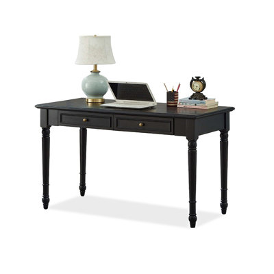 Black Rectangular Solid Wood with 2 drawers desk