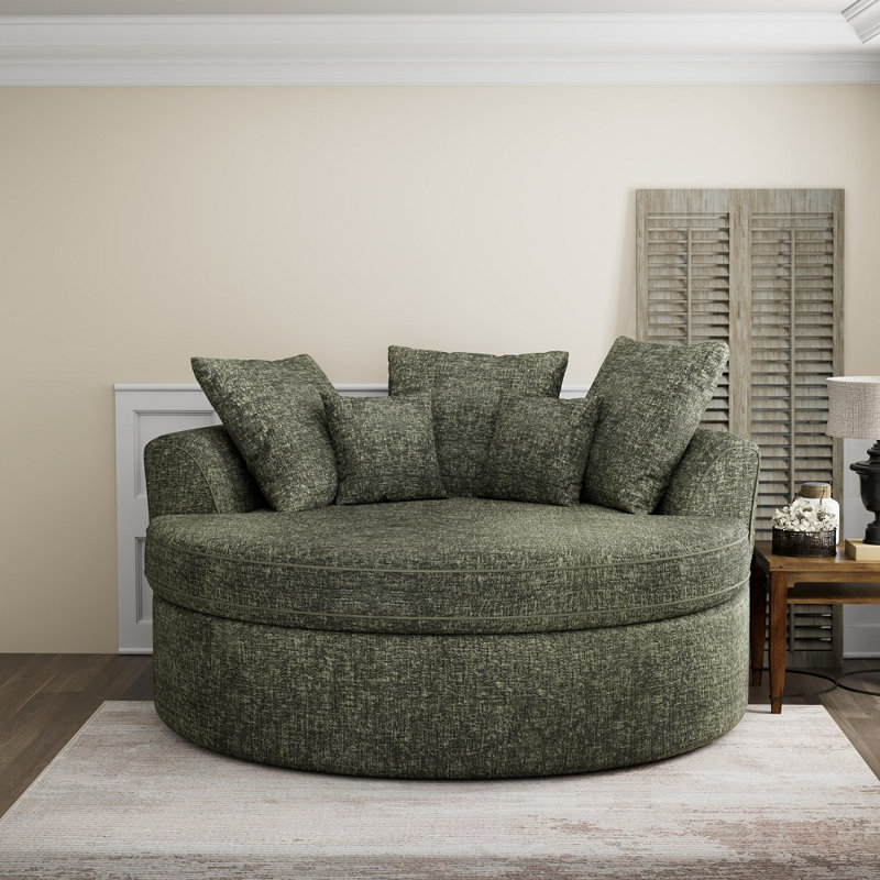Fauteuil demi-tonneau en chenille avec coussins de 61 po Boneless, Vert