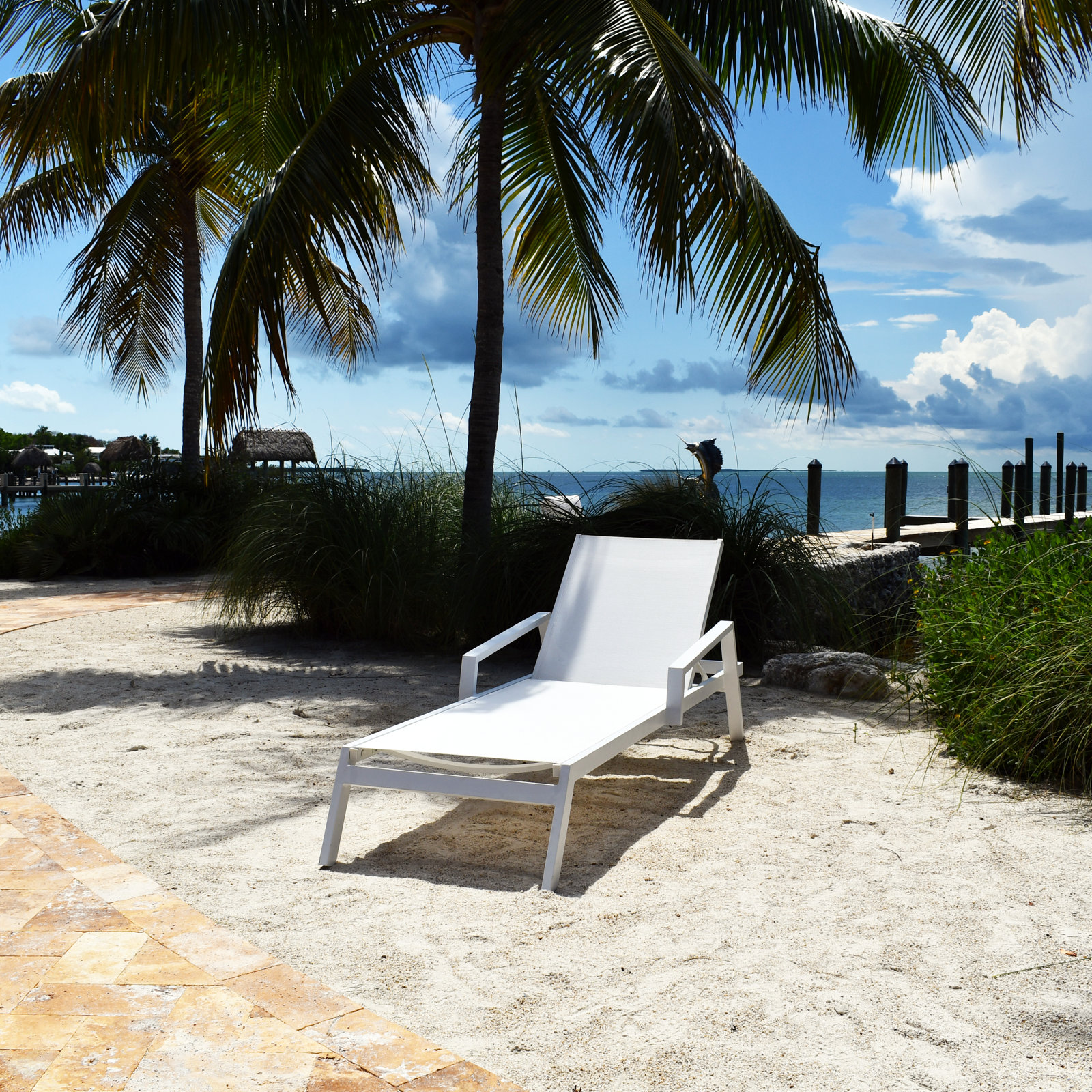 Mykonos 30'' Outdoor Powder Coated Aluminum Chaise Lounge