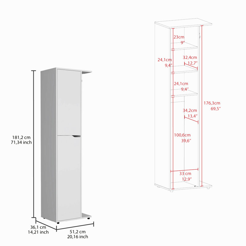 Armoire de rangement à balai blanche