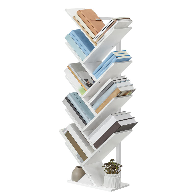 116Cm H x 34Cm W Geometric Bookcase, White