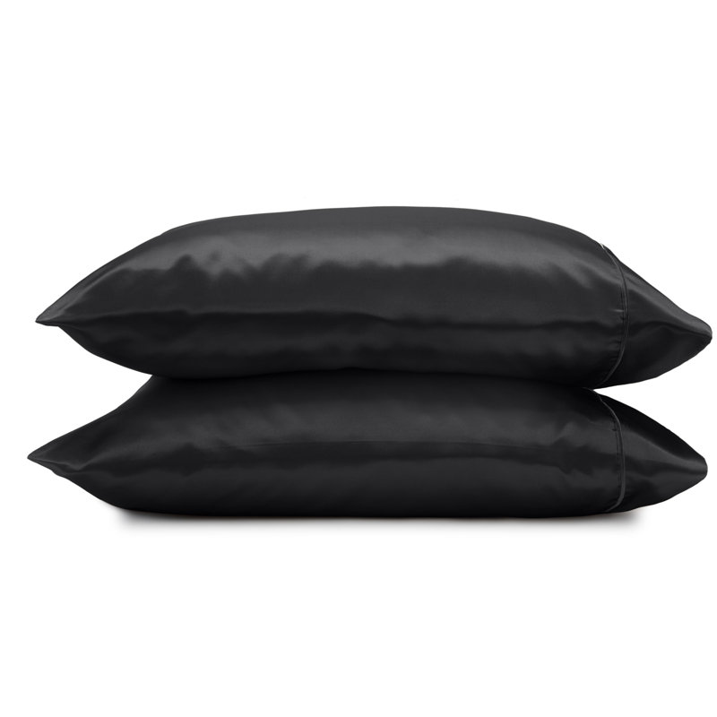 Martex Elegance Satin Silk Pillowcases Hotel Quality - Super Soft & Breathable Great For Hair And Skin, Black