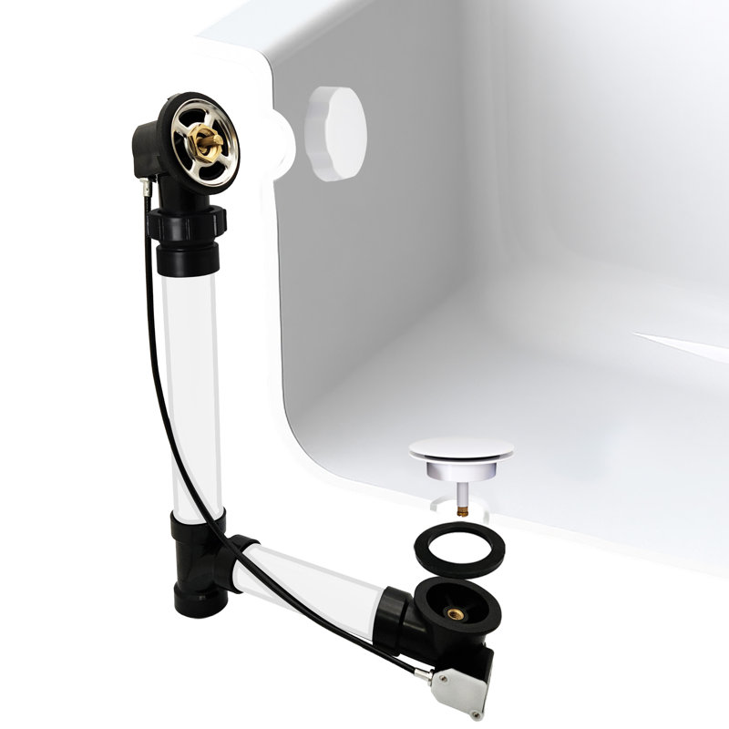 Garniture de bonde escamotable pour baignoire 45 "avec trop-plein rotatif à rotule et raccords en ABS Sch. 40