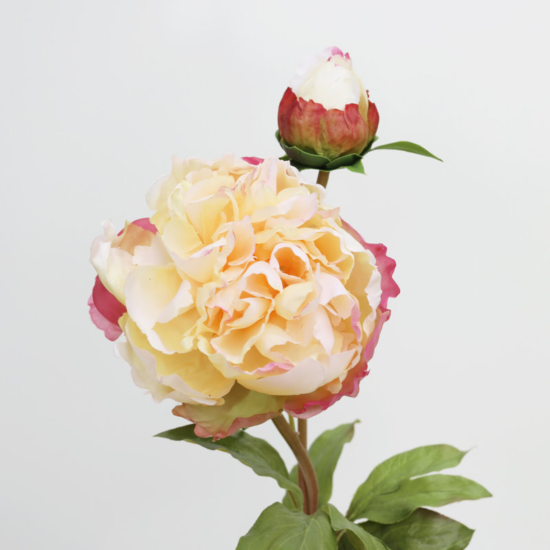 Peony Faux Floral, Yellow, 19.5" H x 5" W