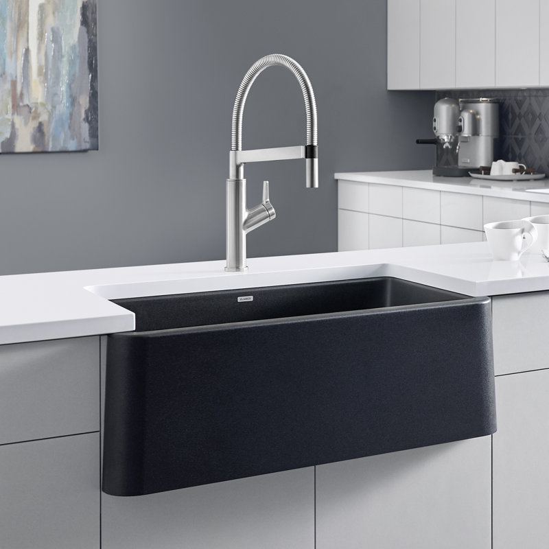 Ikon SILGRANIT 33" Single Bowl Apron-Front Farmhouse Sink, Anthracite