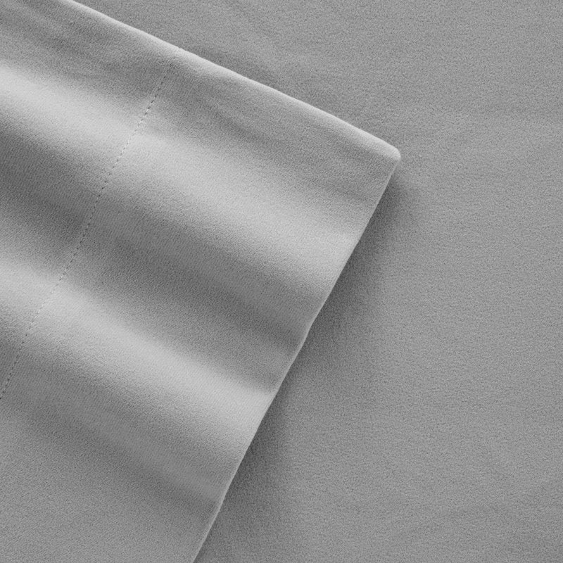 Micro Flannel® Solid Color Deep-Pocket Sheet Set, Twin Sheet Set + Fitted Sheet + 1 Pillowcase, Greystone