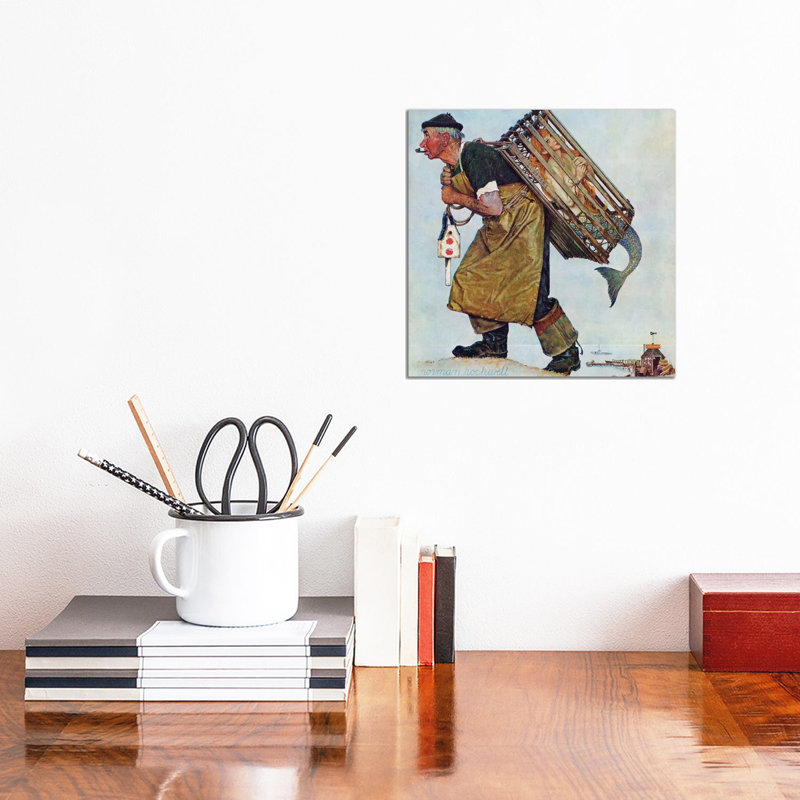 Mermaid (Lobsterman) by Norman Rockwell - Gallery-Wrapped Canvas Giclée on Canvas, 30.48 cm H x 30.48 cm W, Wrapped Canvas