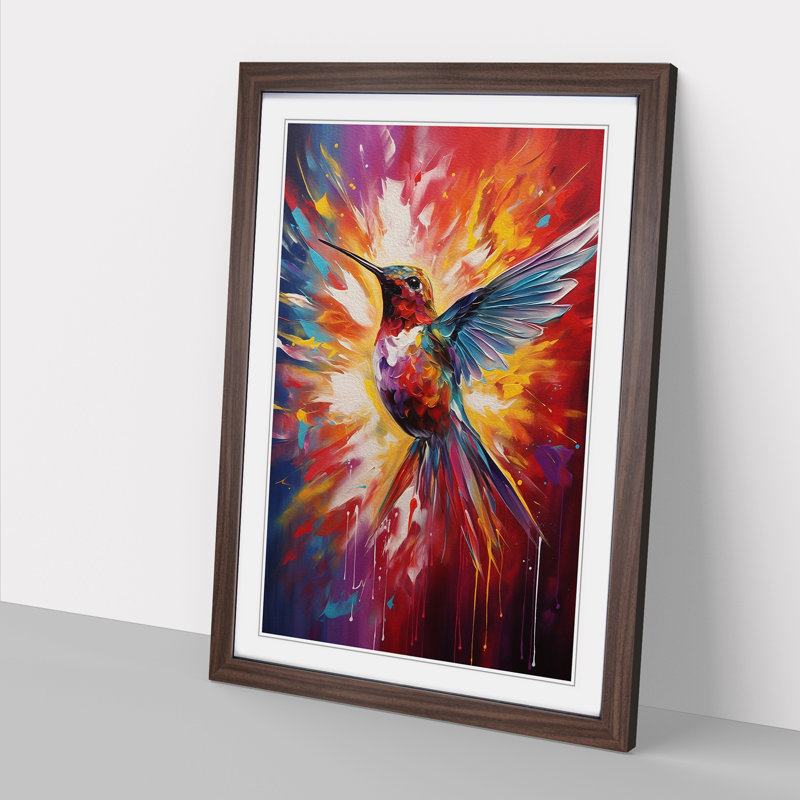 Hummingbird Abstract No.3 - Framed Print, Walnut Framed, 64cm H x 46cm W x 2cm D