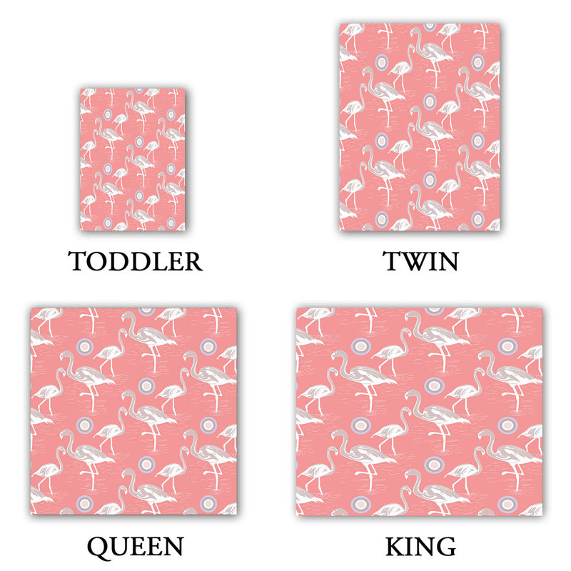 DiaNoche Twin Duvet Cover Sets Microfiber by Yasmin Dadabhoy - Flamingo 3 Peach, Queen Duvet Cover + 2 Standard Shams
