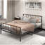 Structure de lit plateforme en métal avec tête de lit, grand lit, métal, sans sommier, pour cadre de rêve d'une nuit reposante, chambre à coucher de taille grand, solide et stable, look moderne