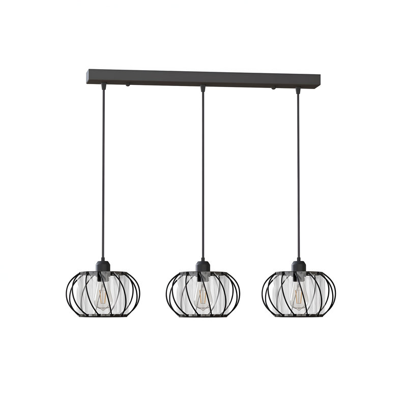 3 - Light Kitchen Island Pendant, Black