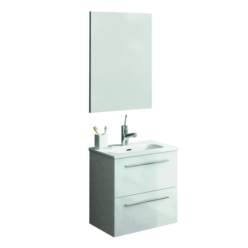 Santy 20.5'' Single Bathroom Vanity with Ceramic Top, White