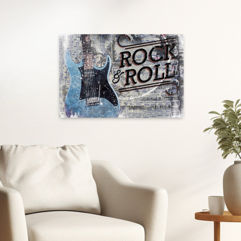 Rock Roll Guitar 1 Piece Wrapped Canvas Wall Art, 40.64cm H x 60.96cm W