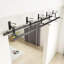 JUBEST Bypass Clear Glass Barn Door with Double Hardware Kit and Soft Close, 2 Piece Door-88574788