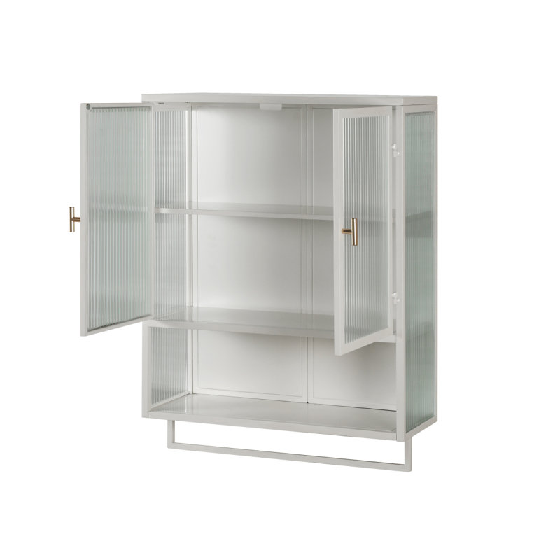 Armoire murale moderne 23,62 po à deux portes avec rangement fermé à deux niveaux