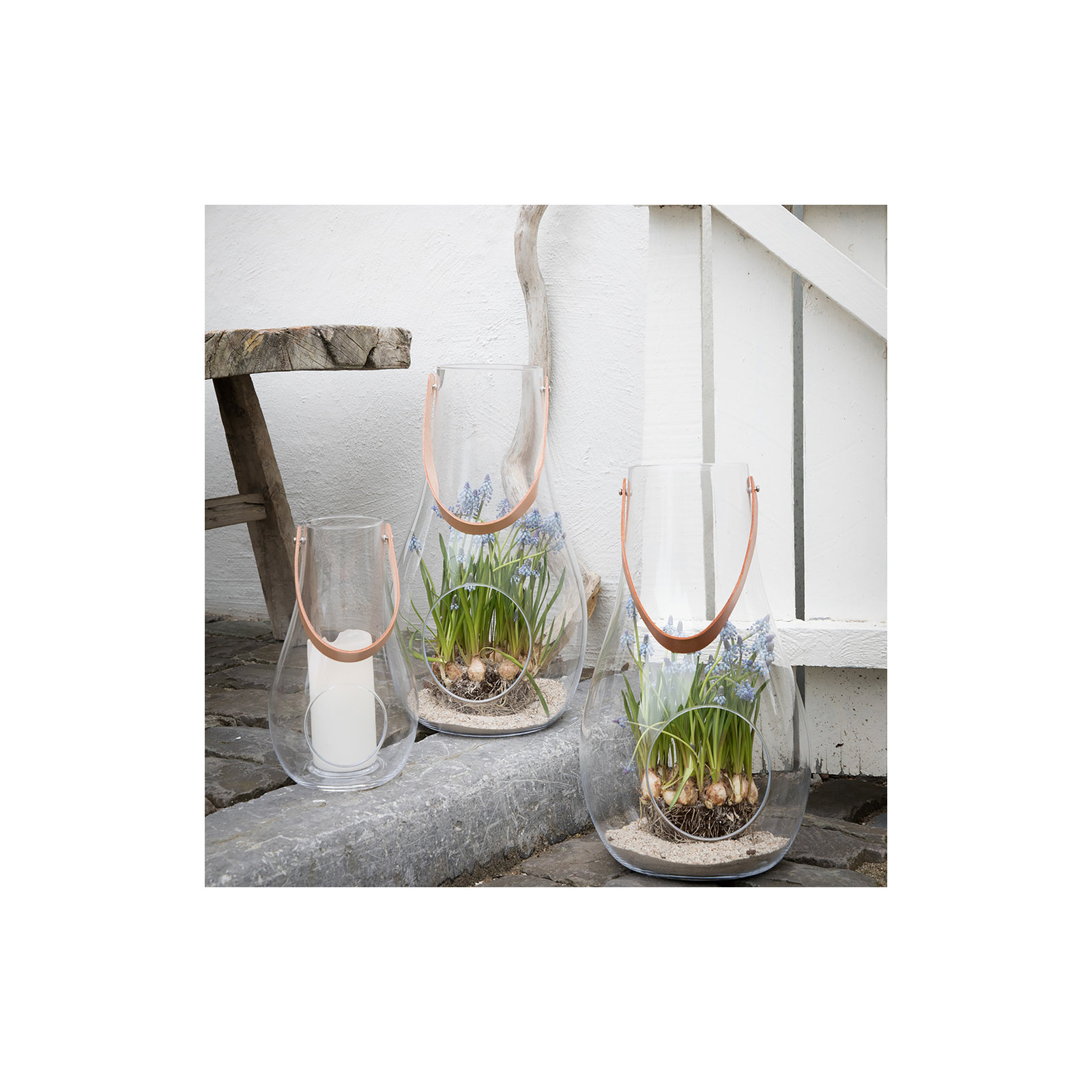 Glass Tabletop Lantern, Clear, 6.5" H x 4.1" W x 4.1" D