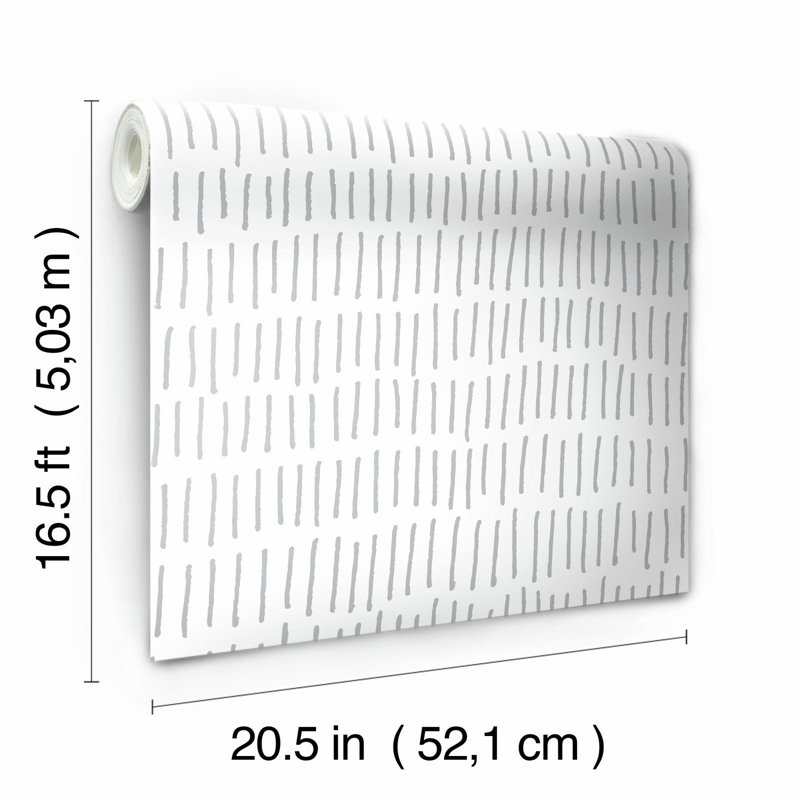 Rouleau de papier peint 16,5 pi x 20,5 po Akeem, Gris / Blanc