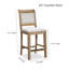 Tabouret de comptoir 24 po, finition blanc antique, siège en cuir noir