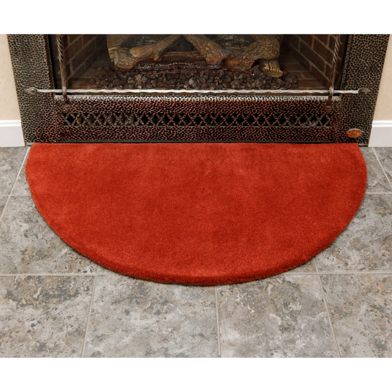 Somerville Red Handmade Wool Half Round Hearth Rug