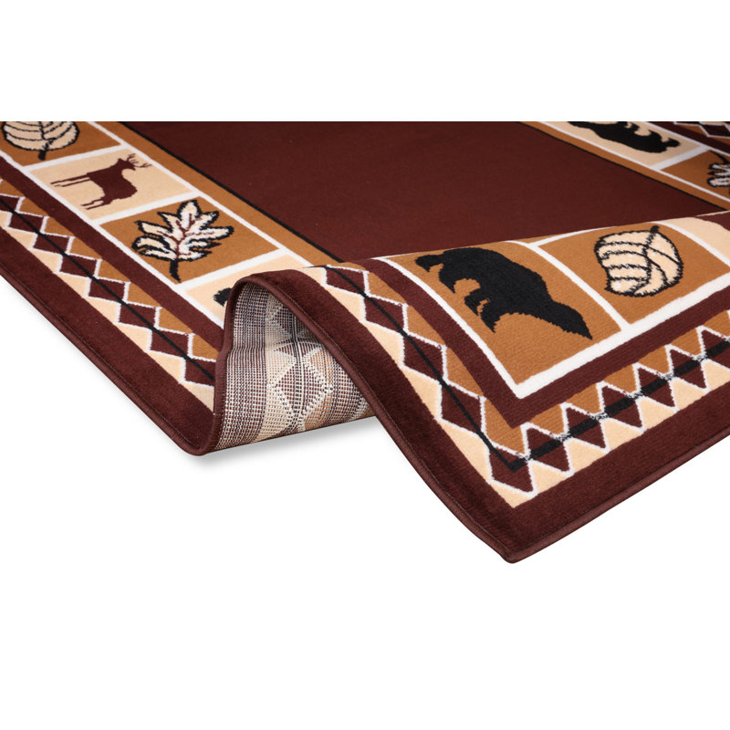 Tapis brun / beige / noir Loowit Southwestern, Rectangle 7 pi 8 po x 9 pi 8 po