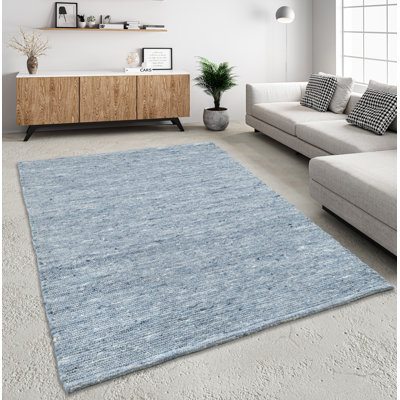 Wool Blue Area Rug