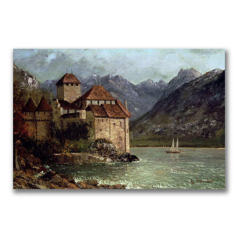 « the chateau de chillon » par gustave courbet, reproduction d’art sur toile, H 16 po x l 24 po x P 2 po