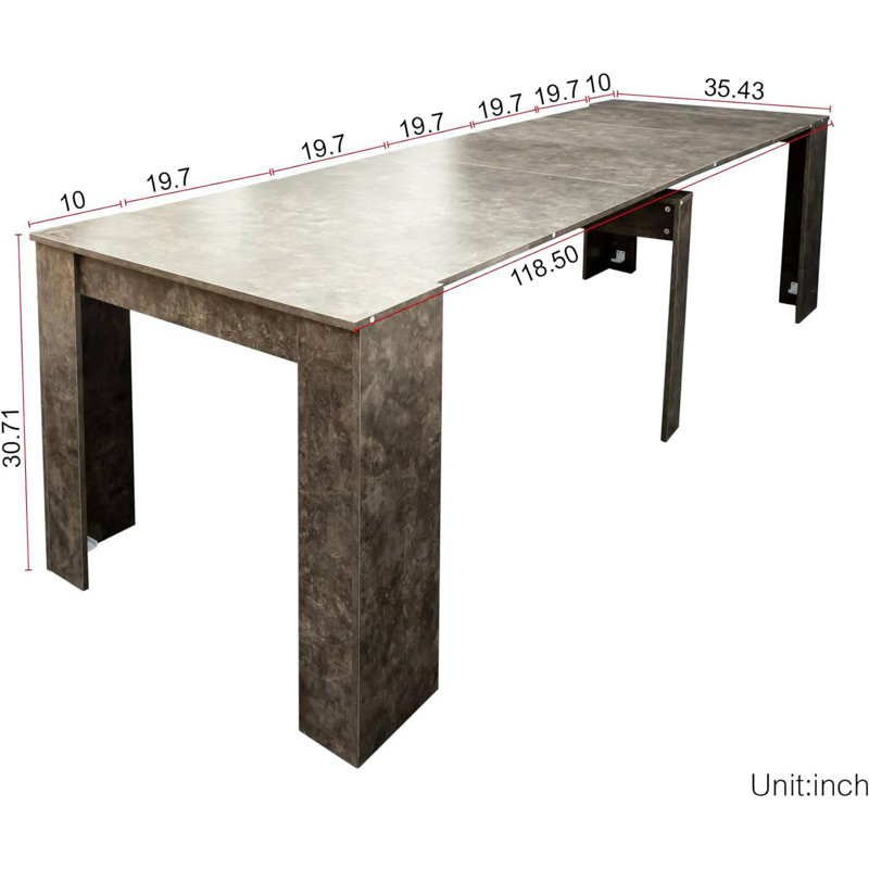 20"-118" Extendable Dining Table, Marble