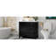 Meuble-lavabo de 36 po avec lavabo en céramique, panneau de fibres à densité moyenne et base en bois massif, 3 tiroirs et armoire avec tablettes, finition peinte en noir, meuble-lavabo autoportant avec trous de robinet de 4 pouces-766591937