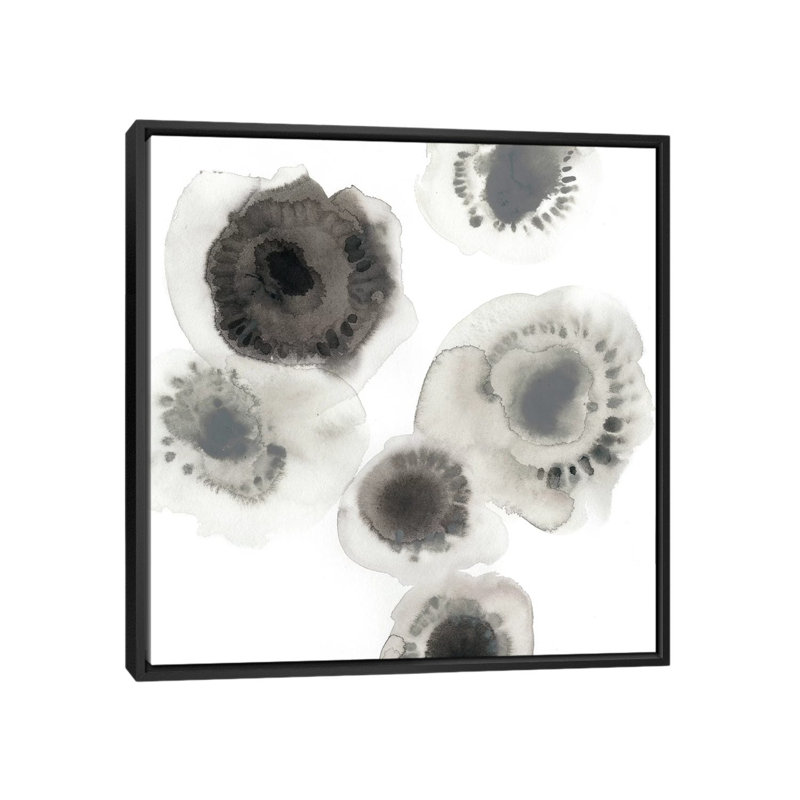 « centric pétales i », reproduction d’art sur toile tendue, H 18 po x l 18 po x P 1,5 po, Toile avec cadre noir, Pas de tapis