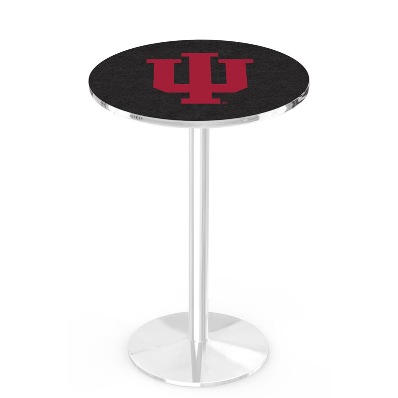 Round Metal Base Dining Table, Chrome, Indiana University