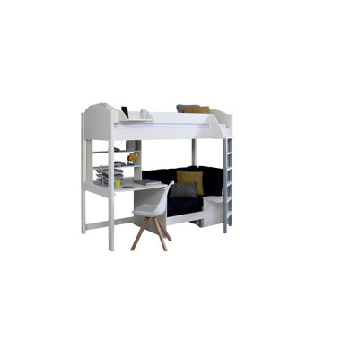 Melodie European Single (90 x 200cm) High Sleeper Loft Bed Bed with Bookcase