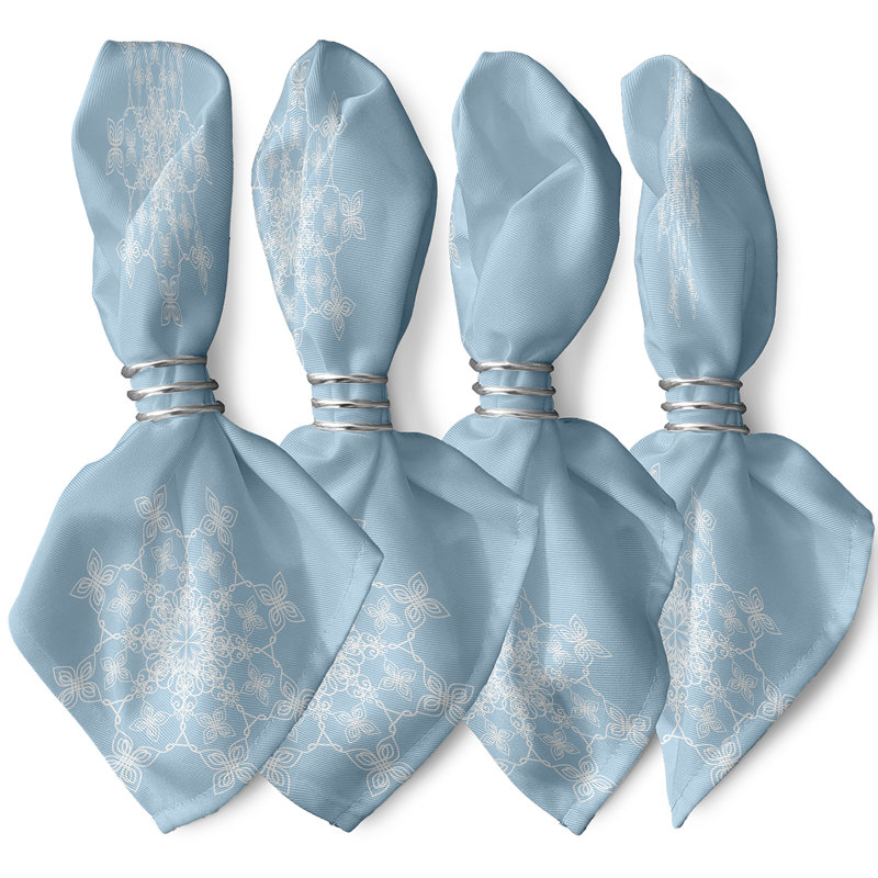 Polyester Geometric Square Napkin, Light Blue