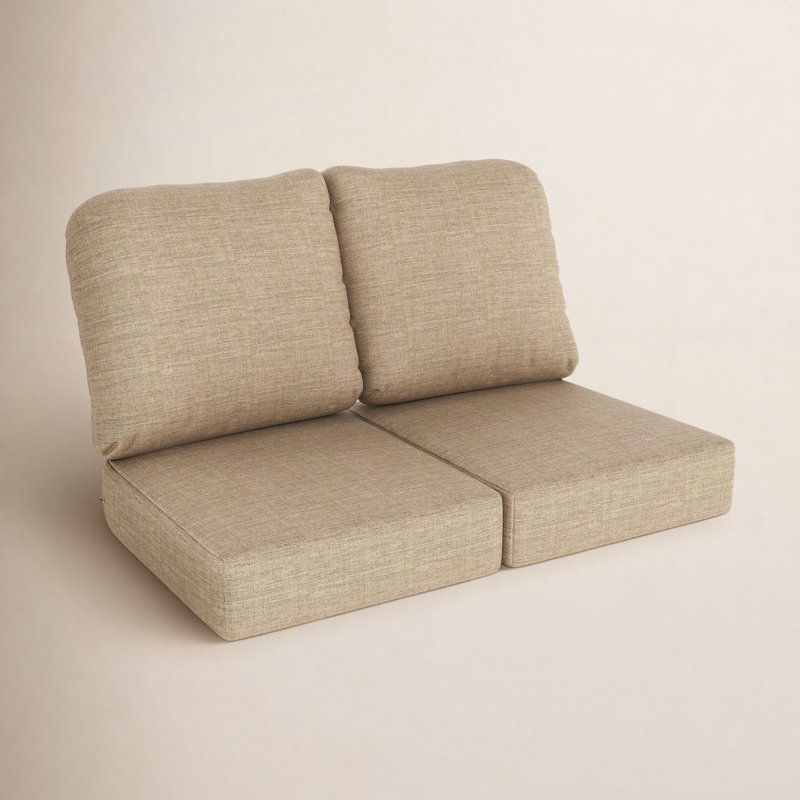 Amala Sunbrella® Indoor/Outdoor Loveseat Cushion, Cast Ash Sunbrella® Plainweave