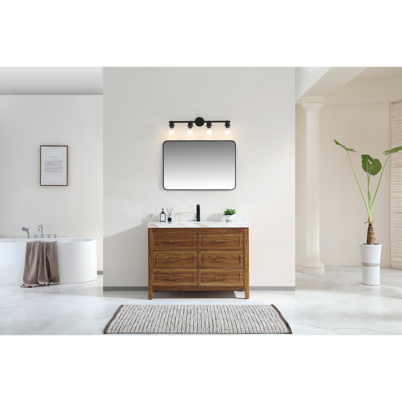 48" EBONY SINK VANITY DARK FINISH WITH WK-48 TOP 2" THICK WHITE NATURAL TOP, Walnut, White